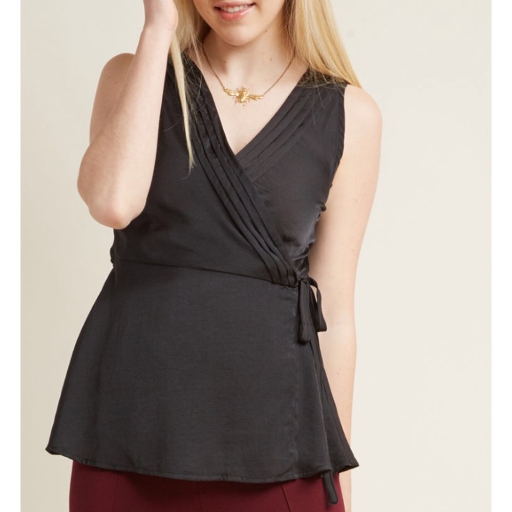 ModCloth: Black Dressy Wrap Tank